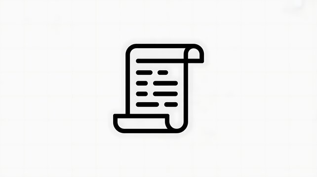 Black outline icon of a rolled document or paper scroll