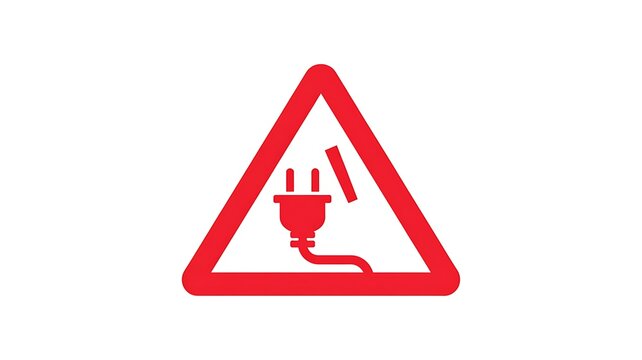 Red warning triangle sign with an electric plug icon