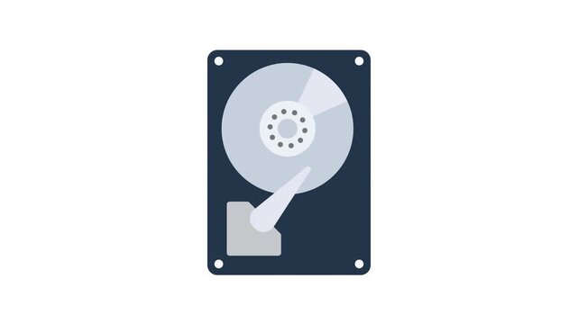 HDD icob animation. Flat vector illustration of a computer hard drive.