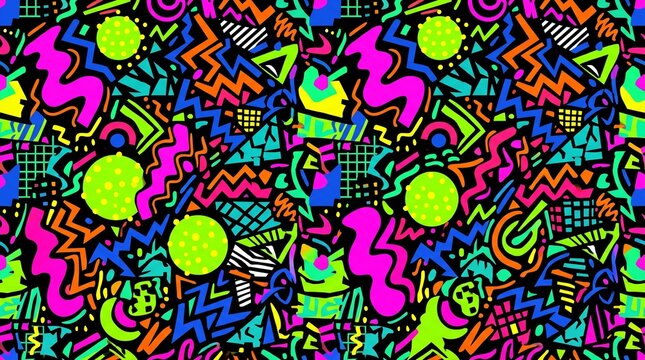 Bold Memphis Neon Seamless Pattern