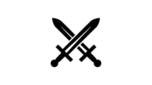 Two crossed swords icon on a simple black design