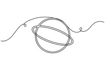 Saturn planet with orbit icon sign continuous one line drawing on white background minimalist global tech presentations and educational astronomy symbol outline vector illustration © Md. Sohel
