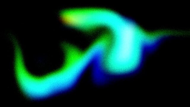 Vibrant VHS style colorful psychedelic grainy gradient color flow wave on black, music cover dance party poster design. Retro Colors. Flowing motion fluid animation. Grainy noise. Abstract neon shapes