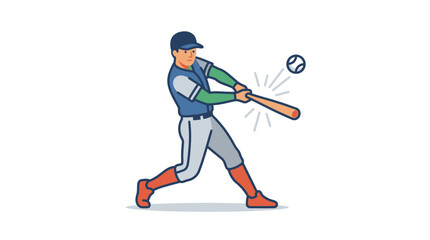 Fototapeta premium Baseball Player Hitting Ball with Bat.
