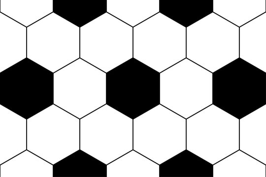 Soccer ball inspired black and white hexagon pattern background