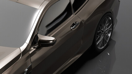 Fototapeta premium 3d rendering car brown paint top view