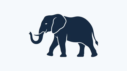 Naklejka premium Dark blue elephant walking profile view.