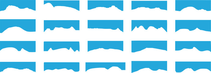 Fototapeta premium Collection of dividers shape templates .Simple wavy divider web site separator set. Fluffy curve edge header section. Blue border for banner,