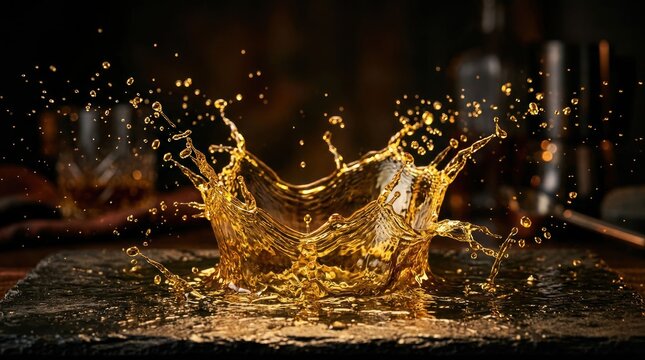 Golden Liquid Splash Frozen in Time.