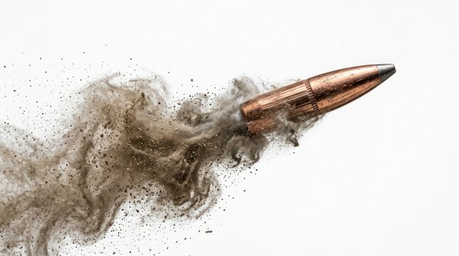 High Speed Bullet Firing with Smoke Trail.