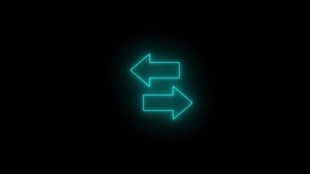 neon glowing arrows animation for directional signage and digital navigation with minimalist cyan light on black background