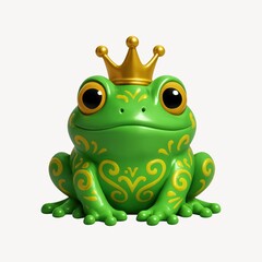Obraz premium Whimsical crowned frog illustration.
