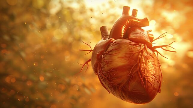 Illustration of the human cardiovascular system featuring the heart and arteries