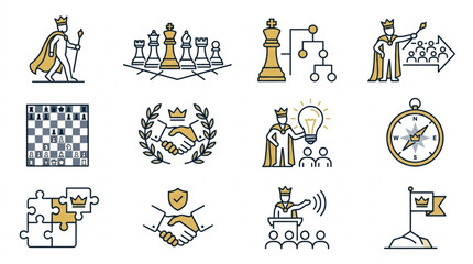 Collection of Chess and Business Strategy Icons. © To