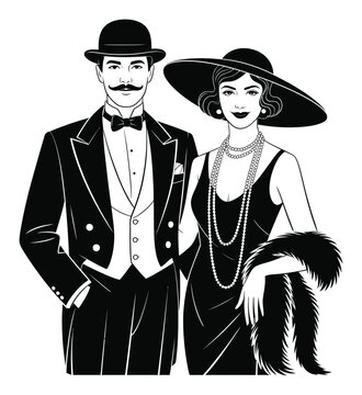 狂騒の1920年代風ファッションをまとったヴィンテージカップル
