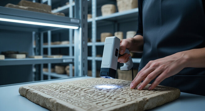 Scanning ancient clay tablet with handheld device