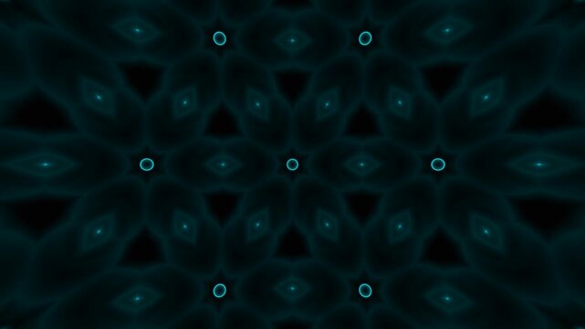 Neon Kaleidoscope Motion Background Featuring Abstract Mandala Geometry, Vibrant Fluorescent Pattern and Infinite Animation Loop