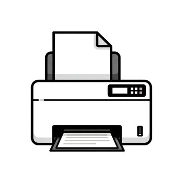 Minimalist printer icon illustration with paper document.