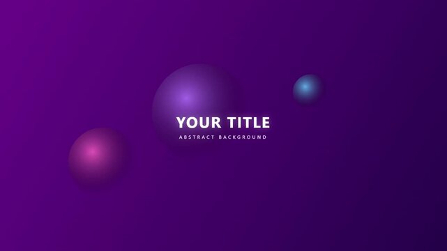 Minimalist Abstract Graphic Design Featuring Gradient Purple Background with Soft Glowing Floating Spheres and Customizable Placeholder Text Elements for Presentations or Digital Media