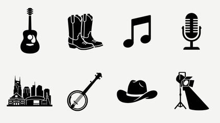 Nashville Landmarks and Country Music Icon Set © good