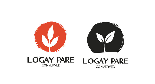 Logay pare converted logo with leaf symbol with one orange one black two logos logay sustainability environment branding business identity