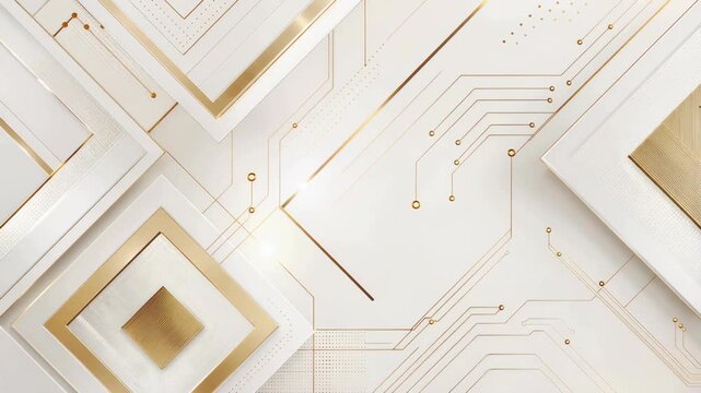 White and gold geometric abstract background with layered diamond shapes