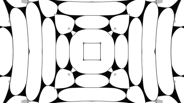 Abstract Geometric Kaleidoscope Background with Monochrome Pattern High Contrast Animation and Seamless Motion for Digital Displays and Branding