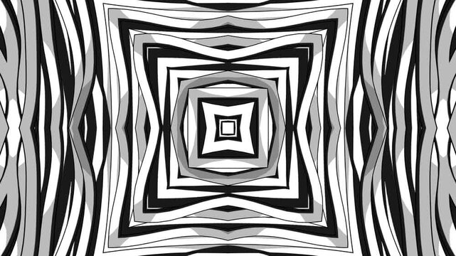 Abstract Monochrome Geometric Texture with Kaleidoscope Reflection High Contrast Pattern and Endless Motion for Creative Backgrounds and Broadcast Media