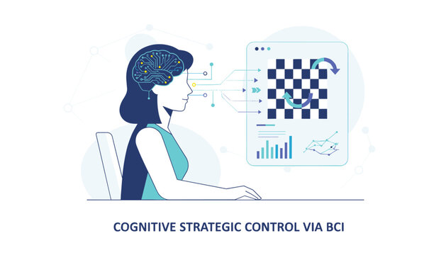 Advanced brain computer interface technology allowing a woman to control a digital chessboard via cognitive strategy.