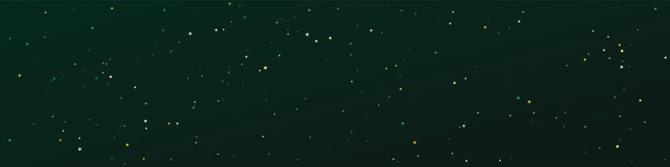 Abstract glittering golden particles suspended in deep green background representing celestial bodies or magic dust clean composition © Rakibs