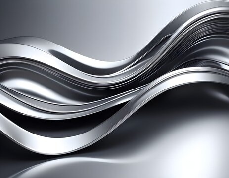 Abstract Flowing Metallic Wave Background with Chrome Texture