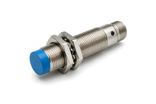 M12 Inductive Proximity Sensor Isolated on White Background