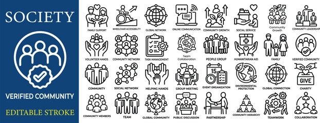 Fototapeta premium Community And Social Service Icon Set For Nonprofits
