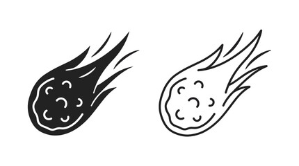 Minimalist meteor icons silhouette and outline design for space, astronomy, and celestial motion illustrations © Pixora