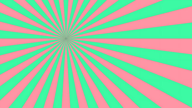 Abstract sunburst background with alternating pink and mint green rays
