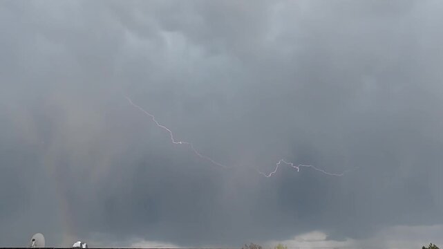 Daytime Lightning Strike during Thunderstorm in Freising, Bavaria, Germany, April 2026, 5x slow motion
