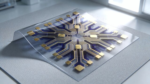 Symmetrical Gold Circuit Pattern on Transparent Flexible Substrate for Advanced Sensors