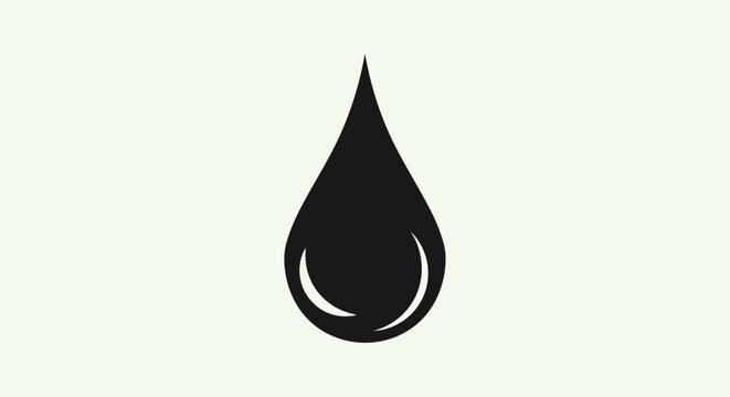Black teardrop shape on cream background with set against plain cream colored background pointed top rounded large black illustration minimalist