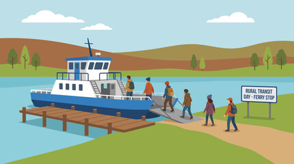 River Ferry Picking Up Passengers on a Rural Transit Day © Bima