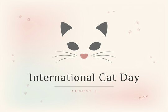 International Cat Day poster with cute cat face