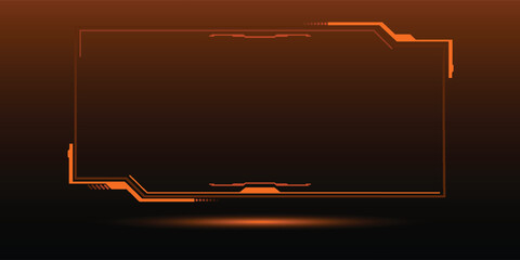 Orange futuristic sci-fi HUD frame vector background with abstract cyber tech borders © lalal