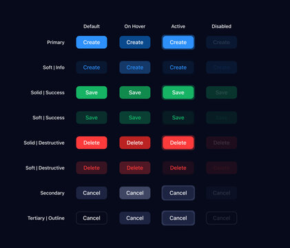 Buttons Dark Mode UI Design Mobile and Web App