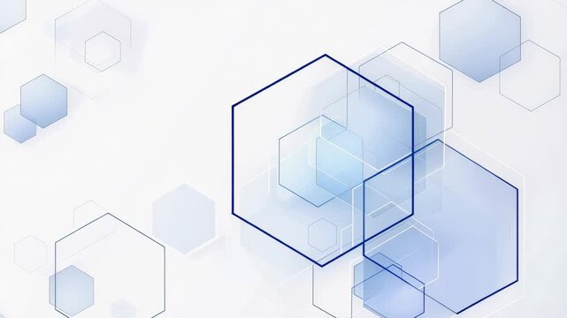 Abstract background with translucent blue hexagonal shapes on white