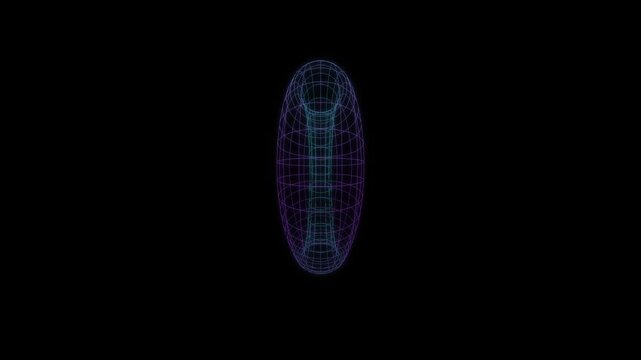 Klein bottle wireframe rotating in dark space, topology seamless loop