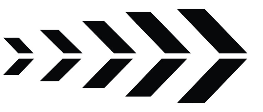 Abstract black chevron arrow pattern with perspective effect for geometric graphic design backgrounds corporate branding and road marking illustrations.