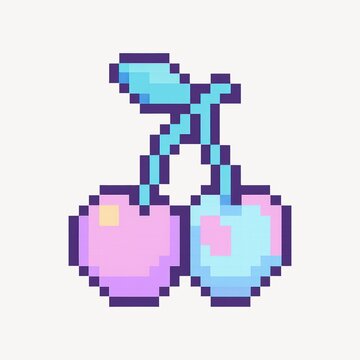 Retro pixelated cherry illustration