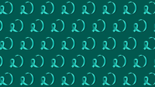 Seamless Looping Teal Awareness Ribbons Background for Healthcare Support Campaigns.