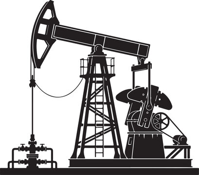 Oil pump jack extracting crude petroleum from ground.