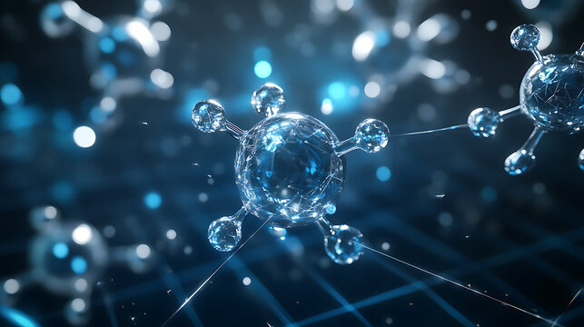 3D model of an alpha-helical peptide chain in soft blue and silver tones.