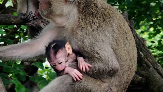 The long-tailed macaque (Macaca fascicularis) is a highly intelligent and adaptable omnivorous primate. Its main characteristics include its ability to swim and dive for food.